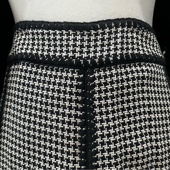 NEW Ann Taylor Career Houndstooth Plaid Paneled Flutter A-line Knee Skirt 0 NWOT - Picture 10 of 16